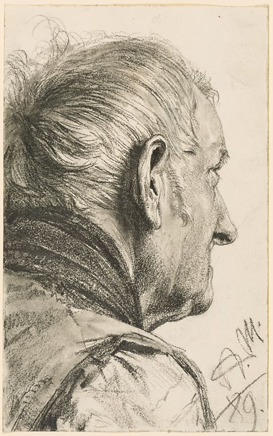 Adolph MENZEL - An Old Man with His Head Turned Away | MasterArt